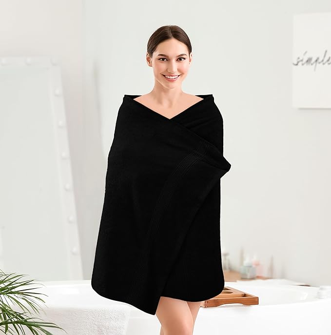 Utopia Towels 16 Pack Premium Bath Towels Set, 27 by 54 Inches, 100% Ring Spun Cotton 600GSM, Lightweight and Highly Absorbent Quick Drying Towels, Perfect for Daily Use, Black