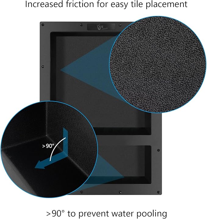 Uni-Green Ready Tile Double Shelf Shower Niche 25" x 17" x 4" Dimensions - Toiletry and Bathroom Niche Storage- Simple Installation with Texture Surface Shower Cubby Double Shelves