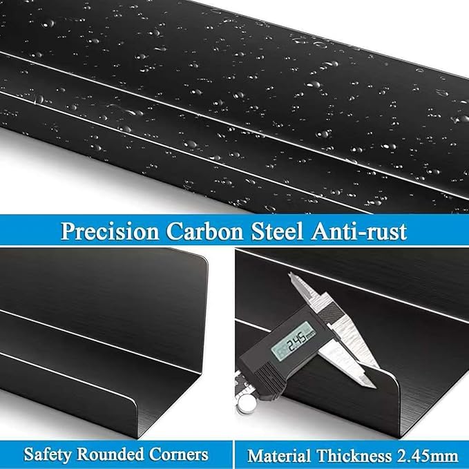 SUNGOOYUE Wall Picture Shelf, Bathroom Floating Shelves 16.93 x 2.36 x 2.36in Carbon Steel Wall Shelves with Hidden Brackets for Bathroom Living Room Bedroom (Black)