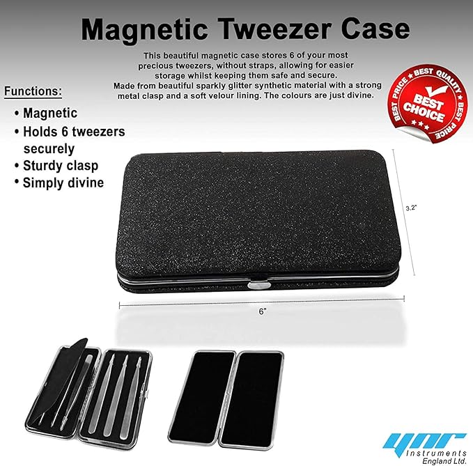 Glittery Magnetic Case for 6 Eyelash Tweezers Light Weight Hidden Magnetic Frame (Purple)