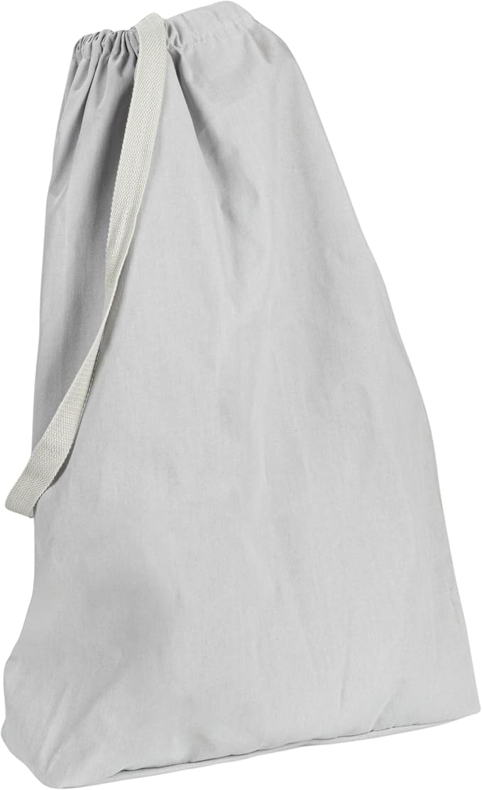 Household Essentials Door Hanging Laundry Bag, Washable Canvas Bag with Loop Handle, Holds Two Loads of Laundry, Great for Dorms and Small Spaces, Grey