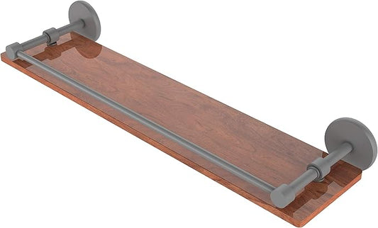 Allied Brass P1000-1-22-GAL-IRW Prestige Skyline Collection 22 Inch Solid IPE Ironwood Gallery Rail Wood Shelf, Matte Gray