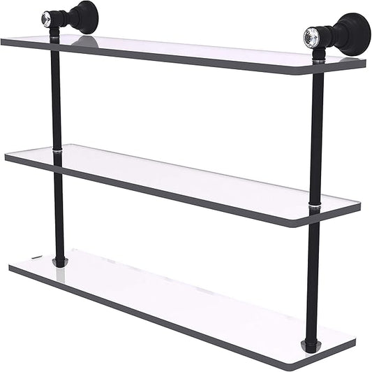 Allied Brass CC-5-22 Carolina Crystal Collection 22 Inch Triple Glass Shelf, Matte Black