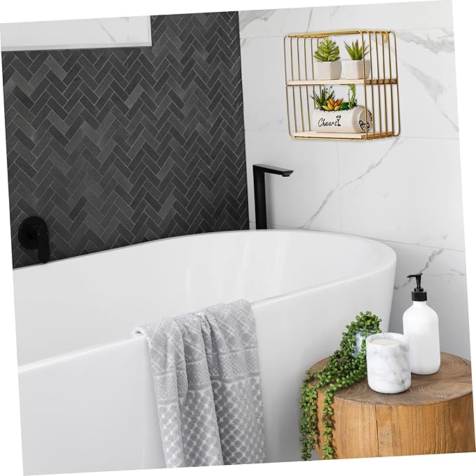 PRETYZOOM Double-Layer Bathroom Storage Rack Space-Saving Over Toilet Organizer Easy to Install Elegant Design for Toilets and Bathrooms Gold Finish Wall-Mounted Cosmetic Shelf