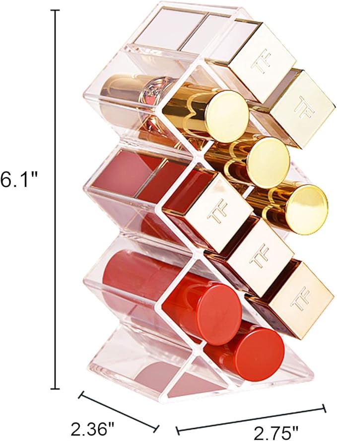 TEORG Fish-Shape Lipstick Organizer Tower - Lip Gloss Storage Holder Stand for 10 Lip Sticks Perfect for Makeup Cosmetic Vanity and Dresser Display, Clear Acrylic (1-pack)