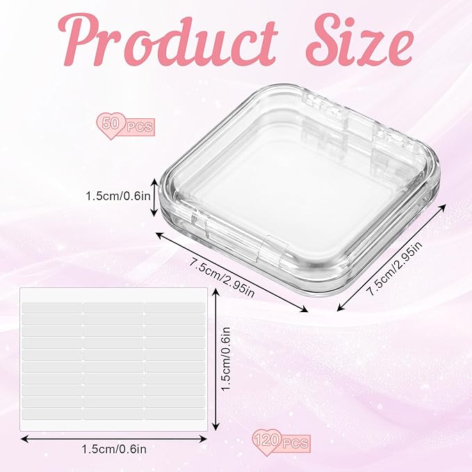 SHENLIU 50 Sets Press On Nail Storage Box, Clear Artificial Nail Display Case Acrylic Nail Boxes Press On Nail Packaging Box with Adhesive Double Sided Tape Nail Boxes for Nail Salon