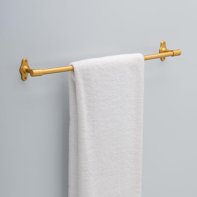 Franklin Brass Calloway (1-Pack) 18'' Towel Rack w/ 6" Extender for Bathroom Satin Gold Towel Bar for Bathroom Wall Mounted Towel Holder Rod CLWY26-SG
