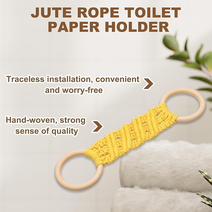 uxcell 2Pcs Crochet Kitchen Dish Towel Holder, 11"x3" Handmade Crochet Towel Ring Hanger with Hanging Loop for Cabinet House Oven Stove Door, Yellow
