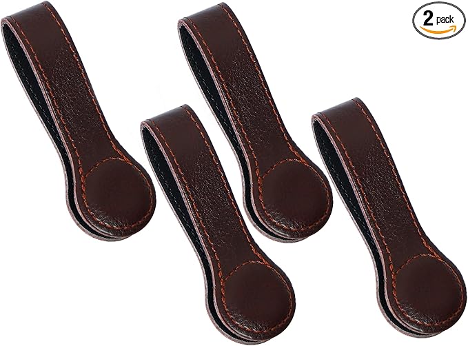 Leather Towel Clips - Magnetic Kitchen and Bathroom Accessory (4, Dark Brown)
