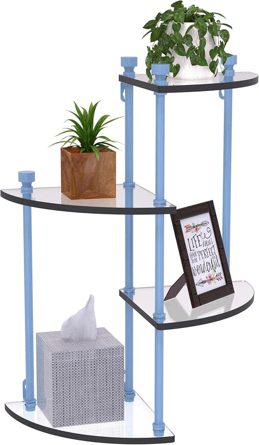 Allied Brass FT-4-FTB 4 Tier Glass Wall Shelf, Flat Troll Blue