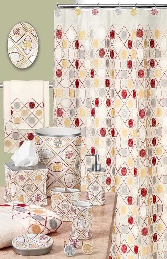 Zahari Home 13pc Sedona Sheer Shower Curtain Set Sheer Shower Curtain & 12 Shower Curtain Hooks Fun Shower Curtain Beige Shower Curtain Unique Design Stylish Shower Curtain Set Retro Shower Curtain