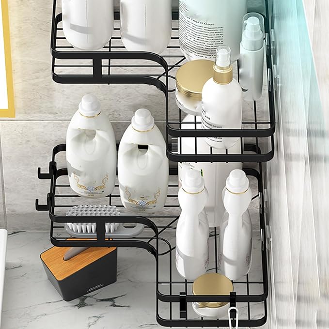 2-Pack Bathroom Shelf Adhesive Hangable Organization Rack Multifunction for Home Bathroom Face Cleanser Organizer Corner Shelf