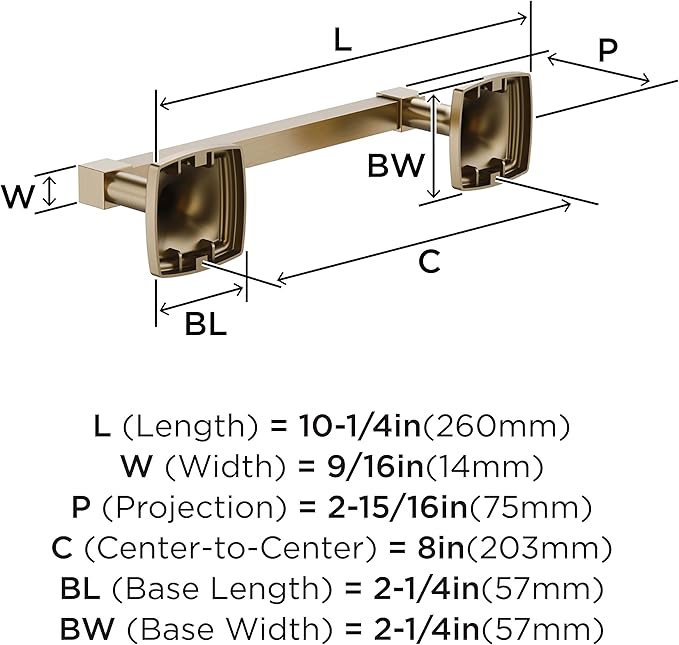 Amerock Stature Golden Champagne 8 inch (203mm) Towel Bar, BH36095BBZ