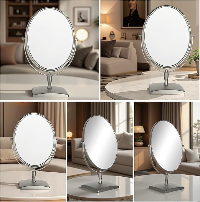 Surdy 10" Vanity Makeup Mirror 1X/3X Magnification Double Sided 360 Degree Swivel Magnifying Mirror for Table, Desk, Countertop Shaving Make Up