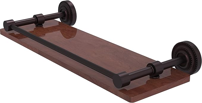 Allied Brass DT-1-16-GAL-IRW Dottingham Collection 16 Inch Solid IPE Ironwood Gallery Rail Wood Shelf, Antique Bronze