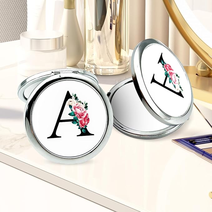 JEKUGOT Monogram Compact Mirror, Personalized Gifts for Women and Girls, Small Pocket Mirror, Personalized Compact Mirrors for Girls, Sister, Wife, Mothers, Birthday Gifts - O