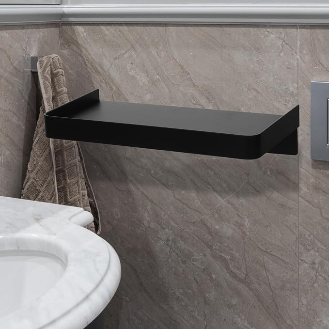 PRETYZOOM Stainless Steel Phone Wall Stand Adhesive Floating Shelf for Bathroom Wall Mount Storage for Bathroom Accessories