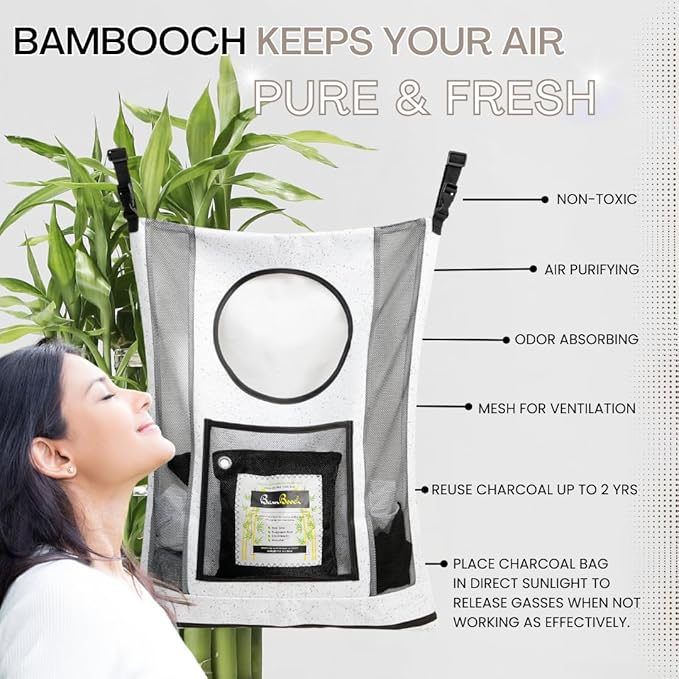 AIR PURIFYING & ODOR ELIMINATING Small Hamper for Specialty Loads - Hanging Laundry Hamper Bag - Nursery Hamper & Potty Training Kids Hamper - Hanging Hamper - Over the Door Laundry Hamper
