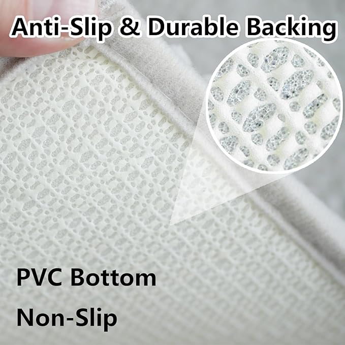 BOANKODU Bathroom Rugs Sets 2 Piece, Extra Soft Chenille Bath Mat Absorbent Bathroom Rug, Bathroom Mat with PVC Non-Slip Bottom, Machine Washable Bath Rugs (32x20 Inch + 24x16 Inch, Light Grey)
