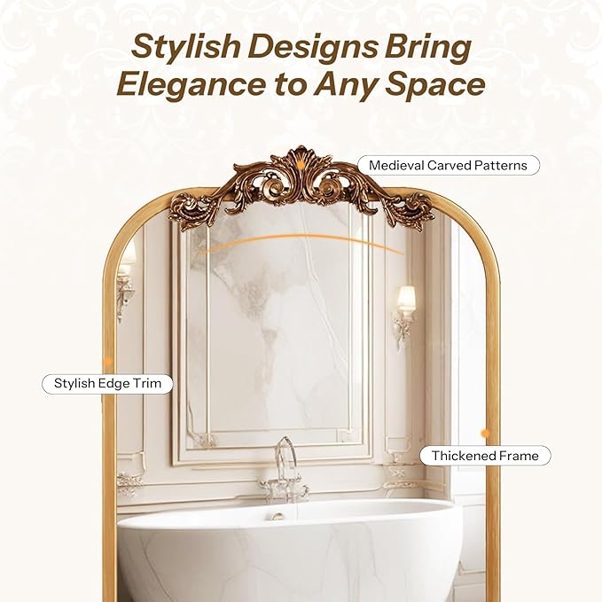 16x24 Inch Bathroom Medicine Cabinet with Mirror, Recessed or Surface Mount, Sturdy, Durable & Easy Installation, Vintage Metal Frame(Gold)