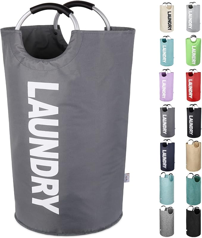 Large Laundry Basket Collapsible，Freestanding Clothes Hamper Bag with Handles – Tall Folding Dirty Laundry Bin，Sturdy Laundry Sorter for College Dorm，Laundry Room – 130L (Dark Grey)