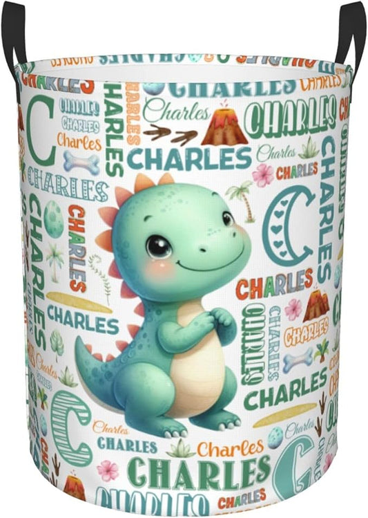 Personalized Dinosaur Laundry Basket For Baby Kids Boys Girls Adult Custom Hamper Basket With Name For Bathroom Bedrooms Collapsible Baby Laundry Basket, Dirty Clothes Hamper With Handles