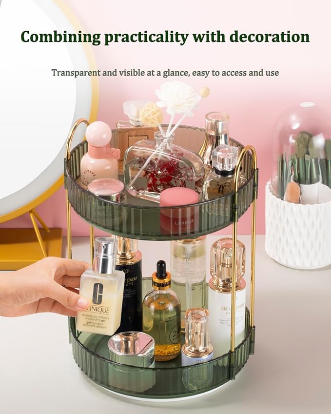 Argox 360 ° Rotary Makeup Organizer, Bathroom Counter Organizer,Skincare Care Organizer,Make up Organizers and Rotary Storage.