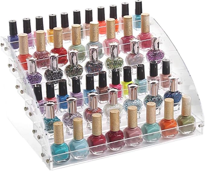 Yebeauty Clear Nail Polish Display Holder Organizer, 6 Layers Acrylic Organizer Storage Tray Rack Stand Holder for Cosmetic Eyeglasses Lash Display