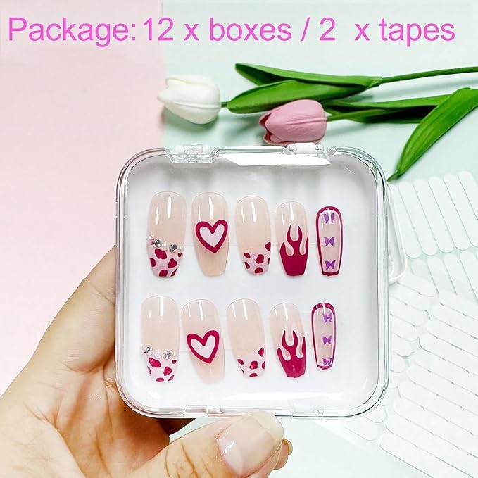 12PCS Press On Nail Storage Box,Empty Plastic Nail Tips Storage Display Box for False Fake Nails Press on Nails Organizer Case Small Business Supplies for Home Nail Salon Use (White)
