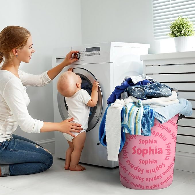 ZOE DAVISON Custom Laundry Baskets with Name,Personalized Name Laundry Hamper for Kids Baby Adults,Collapsible Clothes Storage Organizer,One Size