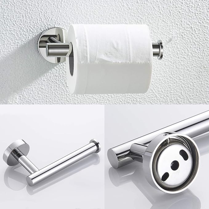 MARMOLUX ACC Bathroom Hardware Set Towel Racks 4 Pieces Hand Towel Ring Holder-Toilet Paper Holder-Towel Hook-Towel Bar Heavy Duty Wall Mount Bathroom Accessories SUS 304 Stainless Steel Mirror Finish