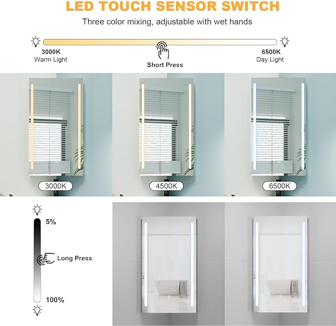 Corner Medicine Cabinet Mirror with Lights,Lighted Medicine Cabinet with Mirror,Led Mirror Cabinet for Bathroom,14x 24 Small Corner Wall Cabinet,White