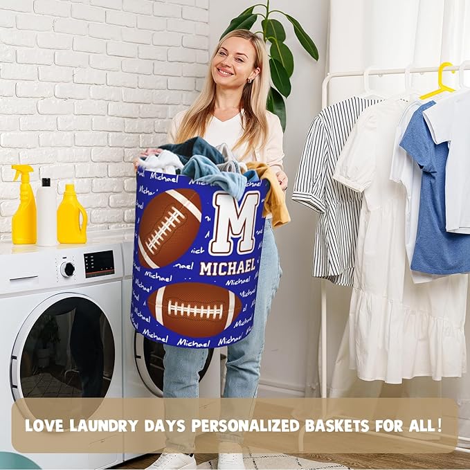 Custom Name Laundry Basket, Personalized Collapsible Laundry Hamper with Name for Bathroom Bedrooms, Customized Dirty Clothes Hamper Storage Basket Gifts for Kids Boys Girls Baby Men Women