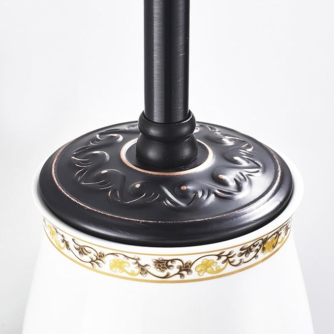 Oil Rubble Bronze Brass Bath Toilet Brush Holder Set, Wall Mounted Black Bathroom Hardware Accessories, Pattern Carving Design