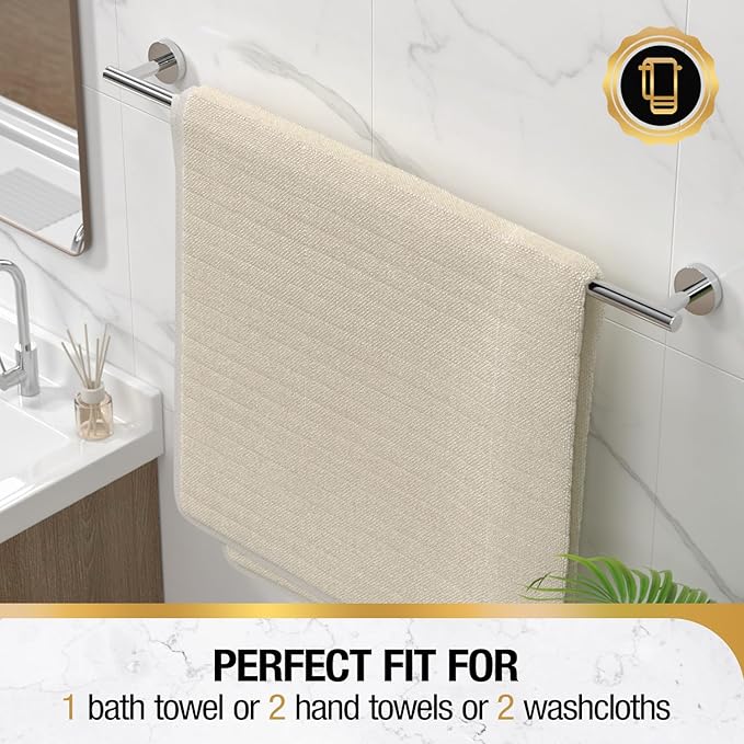 HITSLAM Chrome 30 Inch Towel Bar for Bathroom, SUS304 Stainless Steel Bathroom Towel Rack Wall Mounted, Modern Home Decor Bath Towel Holder with Hardware Accessories (Total Length 31.6 Inch)