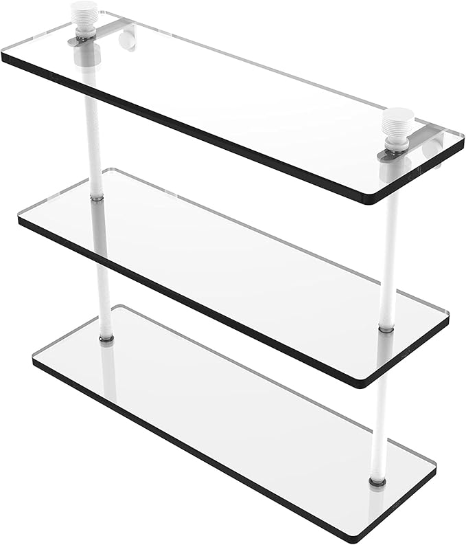 Allied Brass FT-5/16 Foxtrot Collection 16 Inch Triple Tiered Glass Shelf, Matte White