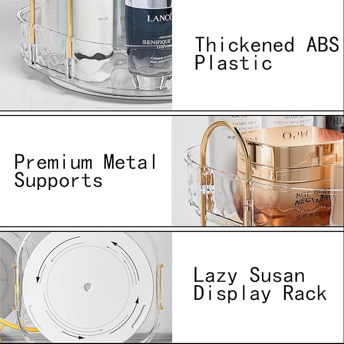 360° Rotating Makeup Organizer - Large Capacity Makeup Skincare Perfume Organizer Bathroom Organizer for Countertop Clear 2 Tier
