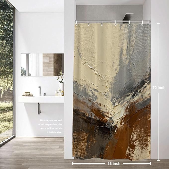 Shrahala Multicolored Modern Abstract Decorative Shower Curtain, Artists Oil Paints Closeup Bathroom Décor Polyester Fiber Waterproof with Plastic Rings for Shower Stall Bathtubs 72 X 36 in
