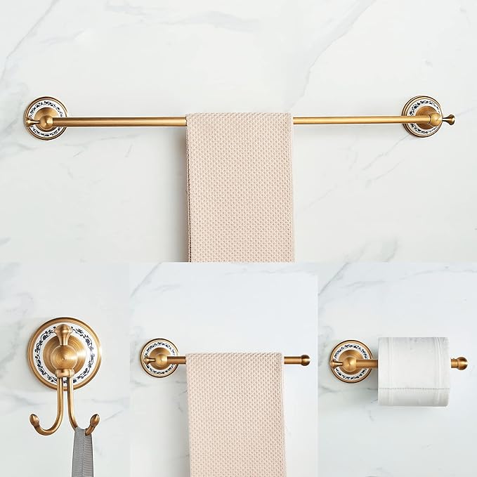 Antique Bronze Bathroom Hardware Set,Adjustable Towel Rack, Toilet Roll Paper Holder,Hand Towel Holder,Hook, Bathroom Accessories Set Wall Mounted