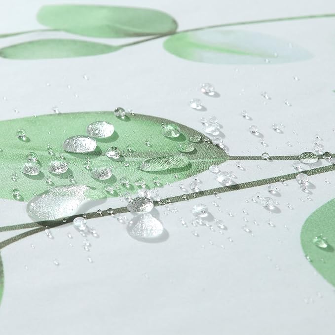 90 Inch Fabric Shower Curtain, Green Watercolor Eucalyptus Leaves Shower Curtain for Bathroom, 72" W x 90" H