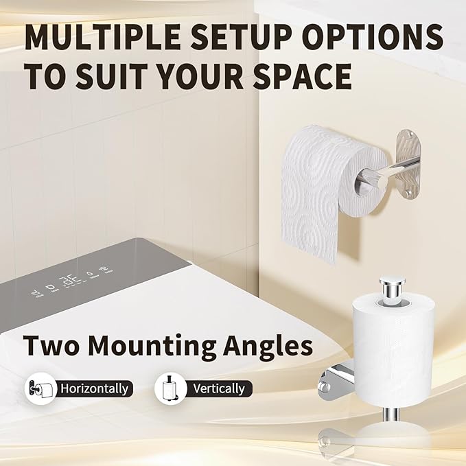 5-Piece Bathroom Hardware Accessories Set, Self-Adhesive & Wall Mounted SUS304 Stainless Steel Towel Bar Set, Adjustable Towel Bar, Towel Ring, Toilet Paper Holder & 2 Hooks(Chrome)