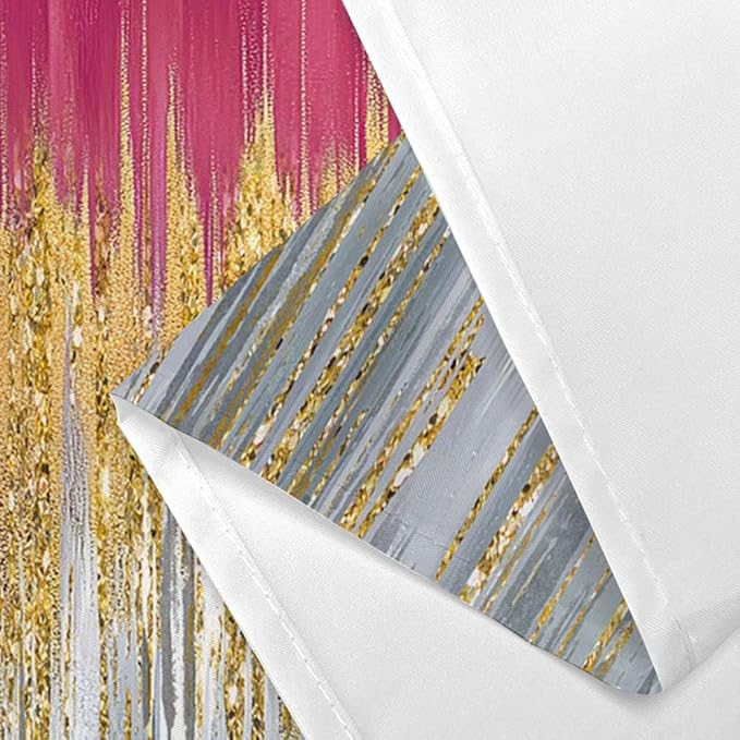 JAWO Pink Abstract Shower Curtain Set - Premium Quality Heavy Pink Gold Modern Farmhouse Vintage Shower Curtain Bohemian Bathroom Decor, Waterproof & Washable Curtains with Hooks