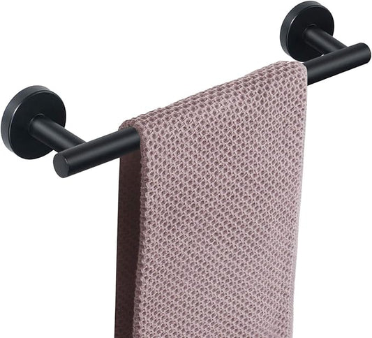 NearMoon Bath Towel Bar, Thicken Stainless Steel Shower Towel Rack Holder Wall Mounted for Bathroom, 12-lnch Overall Length-10-lnch Usable Hanging Space (1 Pack, Matte Black)