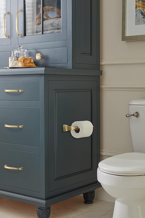 Amerock BH36031BBZ | Golden Champagne Single Post Toilet Paper Holder | 7-7/8 in. (200 mm) Length Toilet Tissue Holder | Revitalize | Bath Tissue Holder | Bathroom Hardware | Bath Accessories