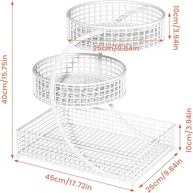 3-Tier Metal Cosmetic Organizer,Cosmetic Storage Rack for Vanity Tables,Multipurpose Metal Bathroom Organizers and Storage, Use Countertop Organizer for Perfume/Makeup/Vegetables (Gold)