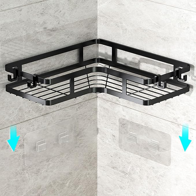 2-Pack Bathroom Shelf Adhesive Hangable Organization Rack Multifunction for Home Bathroom Face Cleanser Organizer Corner Shelf