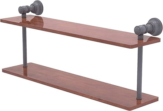 Allied Brass CL-2-22-IRW Carolina Collection 22 Inch Two Tiered Wood Shelf, Matte Gray