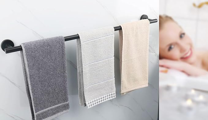 33 Inch Towel Bar 2 Pack for Bathroom 9/12/16/24/28/33 Inch Kitchen Hand Towel Holder Matted Black Stainless Steel 304 RUSTPROOF Wall Mount Towel Rod 2 of Pack (2, Matted Black, 33 Inch)