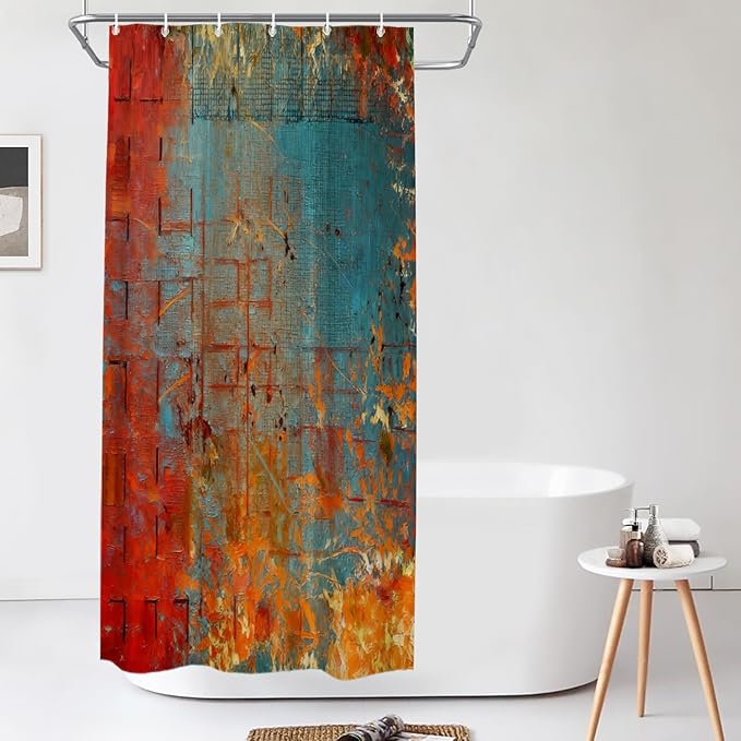 Shrahala Abstract Grunge Color Decorative Shower Curtain, Solid Colored Pink Bathroom Décor Polyester Fiber Waterproof with Plastic Rings for Shower Stall Bathtubs 72 X 36 in