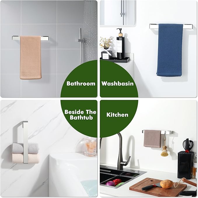Alise Hand Towel Holder Towel Bar for Bathroom Wall Mount,SUS304 Stainless Steel Towel Rack for Bathroom and Lavatory,Kitchen,12'' Bath Towel Hanger Towel Rail,Polished Chrome